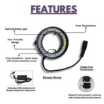 HG Wellness HGMSRL46 USB-Powered Microscope Ring Light – Stepless Dimmable Illumination, Easy Installation for Stereo Microscopes and Optical Instruments